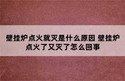 壁挂炉点火就灭是什么原因 壁挂炉点火了又灭了怎么回事